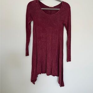 Vestique Maroon Asymmetrical Tunic